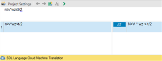 Screenshot of Trados Studio showing Project Settings with an entry 'nv2st2' in the source column and 'AT' in the target language column, indicating a term entry.