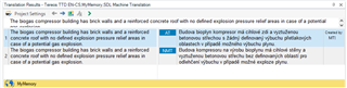 Trados Studio Translation Results window showing AT and NMT results side by side with highlighted differences.