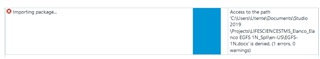 Trados Studio Importing package window showing an error message 'Access to the path 'C:Users...filename.sdlppx' is denied' with a red warning icon.