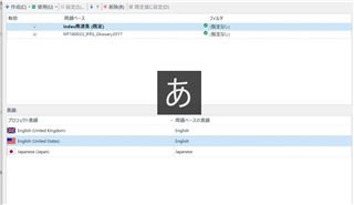 Trados Studio Project Settings window showing language pairs including English (United Kingdom), English (United States), and Japanese (Japan).