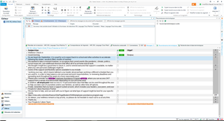 Trados Studio main interface with a project open, displaying various tabs and panels including the Editor, Projects, and Reports tabs.