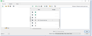 Screenshot of Trados Studio's XMetaL interface showing the Browse Repository option with a map selected and a preview pane open, but no XML preview displayed.