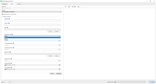 Trados Studio advanced search tab with expanded options showing a dropdown for publication type with multiple selections available.