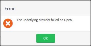 Error message in Trados GroupShare stating 'The underlying provider failed on Open.' with 'OK' button.