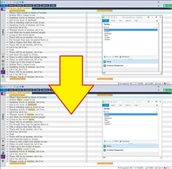 Screenshot showing the process of closing the EditorView in SDL Trados Studio with an arrow pointing downwards to indicate the action.