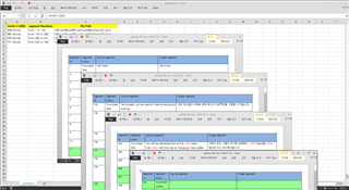 Screenshot of Trados Studio with multiple windows open, including a MS Word document for bilingual review and an AutoHotkey script editor.