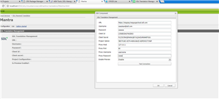 Cloud services configuration page with fields for proxy host, proxy port, proxy username, proxy password, and save configuration button visible.