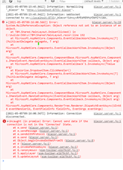 Screenshot of Trados Studio error message in the F12 developer console showing 'Uncaught (in promise) Error: Cannot read data of undefined'.