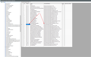 Screenshot of SQL CE Toolbox with a list of tables open, a red arrow pointing to the ModuleInfo table, indicating to right-click and edit top rows to find the version used.