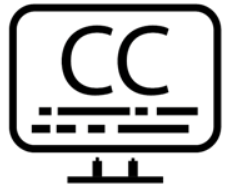 Icon representing closed captioning, with 'CC' and a simplified representation of subtitle text on a screen.