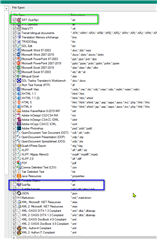 Trados Studio File Options showing a list of file types with SRT file type highlighted and enabled.