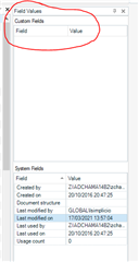 Screenshot of Trados Studio Translation Memory Properties window highlighting the empty 'Custom Fields' section.