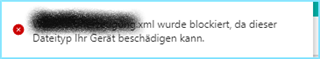 Error message in Trados Studio stating '.xml file was blocked because it can damage your device.'