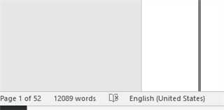 Screenshot showing Trados Studio source language statistics with 52 pages and 12089 words in English (United States).
