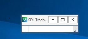 Screenshot of Trados Studio application window minimized and difficult to see on the screen, showing only the title bar with 'SDL Trado...' and window control buttons.