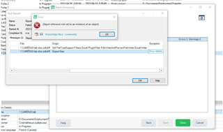 Trados Studio error message 'Object reference not set to an instance of an object' while attempting to generate Excel target file.