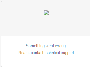 Error message on Trados Studio gateway login page using Chrome, stating 'Something went wrong. Please contact technical support.'
