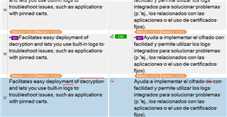 Screenshot of Trados Studio showing the expected track change with the typo correction highlighted in green.