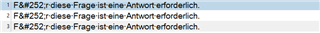 Close-up of Trados Studio source text displaying 'F&252;r' where it should show the umlaut character ' ' in the word 'F r'.