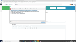 Error message in Trados Studio 2019 SR2 on Windows 10 stating 'Object reference not set to an instance of an object.' with a file path and 'There is an error in XML document (2, 2).'