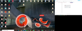 Screenshot showing a Lenovo desktop with Trados Studio error message, indicating a file save issue with OneDrive.