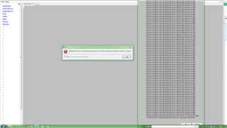 Error message in Trados Studio stating 'An error has occurred while processing a file. Click on the error icon for more details.' with a background of code lines.