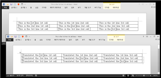 Screenshot of Trados Studio showing a table with misaligned text in the target language column, indicating a formatting bug.