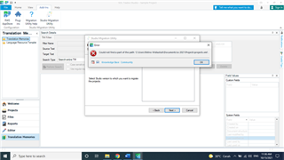 Error message in Trados Studio 2021 stating 'Could not load file or assembly 'Sdl.ProjectApi, Version=15.0.0.0'.