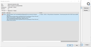 Trados Studio error message window showing 'An error occurred', with details about a failure to generate a report due to a missing file.