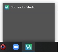 Taskbar preview showing SDL Trados Studio application with no visible interface, just the program name.