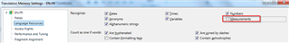 SDL Trados Studio TM settings window with 'Measurements' unchecked in the Auto-substitution section.