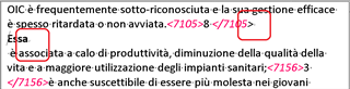 Screenshot of Trados Studio showing text with two tagged errors highlighted in red. The first error is tagged '7105' and the second '7156'.