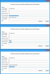 Trados Studio plugin settings window cut off on the right side, unable to display full language options.