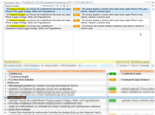 Trados Studio interface displaying a list of segments with inconsistent pretranslation, some segments are pretranslated while others are not.