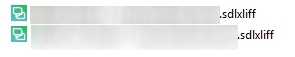 Two file icons side by side, the first icon is incorrectly displaying the SDL Trados Studio .exe icon instead of the default .sdlxliff icon, the second icon is the correct default icon for .sdlxliff files.