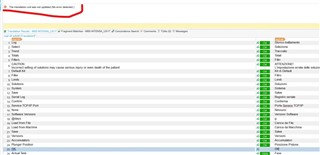 Screenshot of Trados Studio error message 'The translation unit was not updated (No error detected.)' at the top of the screen.