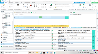 Trados Studio translation section with newly typed text appearing in blue instead of black.