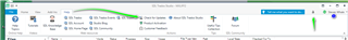 Screenshot of Trados Studio interface showing menu options like File, Edit, View, and a green progress bar indicating a task in process.