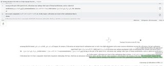 Close-up view of Trados Studio with a warning message indicating an error in displaying Arabic text, which is shown with square symbols instead of characters.