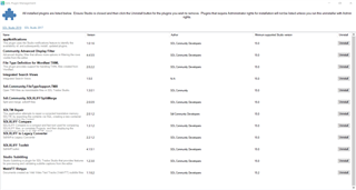 Screenshot of Trados Studio 2019 SR2 - 15.2.7.2849 showing a list of plugins with their names, versions, and statuses. No visible errors or warnings are present.