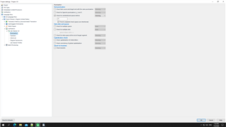 Trados Studio 2019 project settings window showing verification settings with 'Check for unintentional spaces before' option enabled.