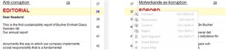Screenshot of Trados Studio showing an 'Auto connection' panel with a warning icon next to 'EDITORIAL' and 'Dear Translator' text in the source file panel on the left.