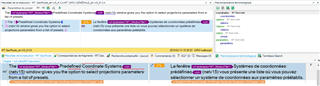 Screenshot of Trados Studio with a segment open, displaying highlighted text from the translation memory and a warning about multiple translation units found.