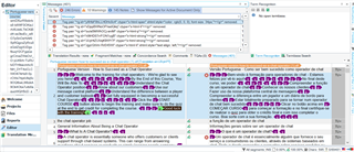 Screenshot of Trados Studio showing multiple tag errors in a translation project. The error messages indicate missing or incorrect tags in the translated text.