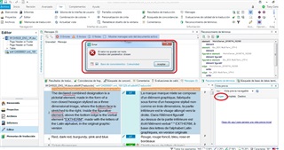 Close-up of the error message in Trados Studio with the 'Origin' tab selected, displaying 'El valor no puede ser nulo. Nombre del par metro: stream' in a red-bordered dialog box.