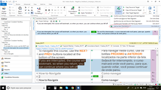 Trados Studio editor displaying a warning message in yellow at the bottom stating 'The source contains no translatable content'.