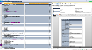Screenshot of Trados Studio software showing a project with a warning message in the bottom status bar indicating a file needs attention.