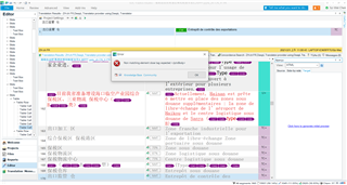 Trados Studio 2021 error message dialog box over translation workspace, indicating 'No matching element close tag' with options to go to the error or close.