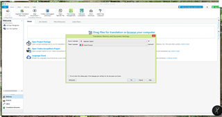 SDL Trados Studio project setup window with a greyed out 'Translation Memory and Automated Translation' section.