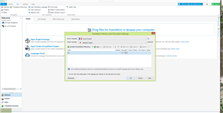 SDL Trados Studio project setup window with a warning message 'You have set up different translation memories or automated providers for certain language pairs'.